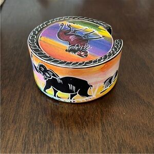 VINTAGE African hand painted ceramic coasters